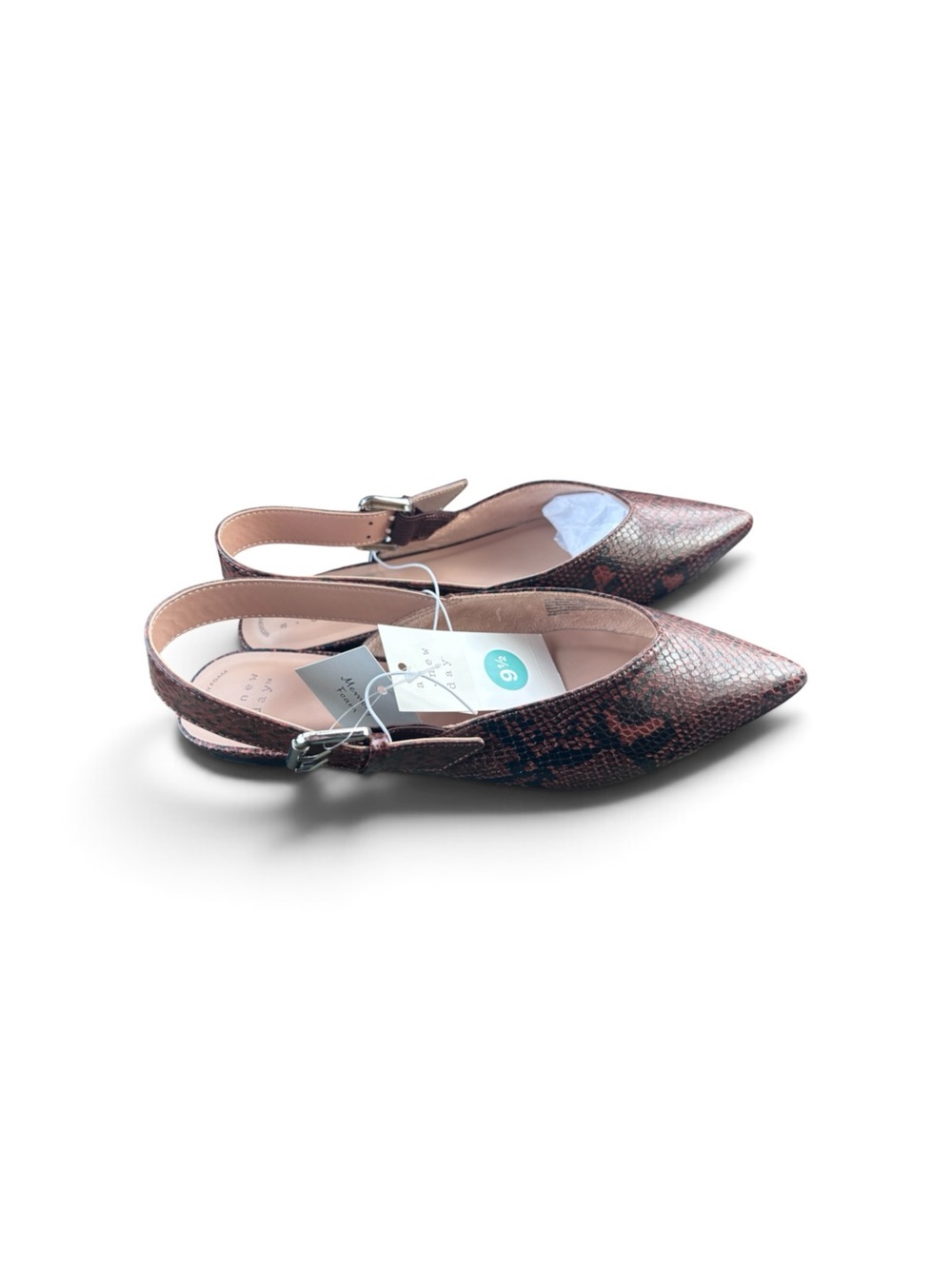 a new day Brown Snake-Print Pointed Slingback Flats